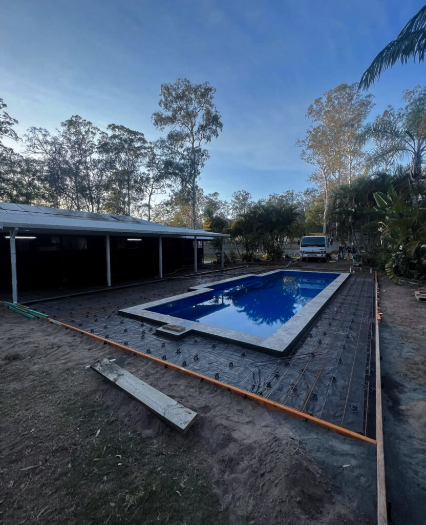 Concrete pool surround with shade structure, Gold Coast