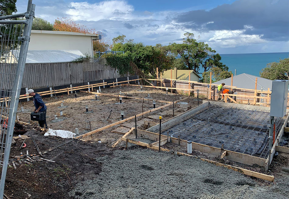 House slab formwork and reinforcement in progress
