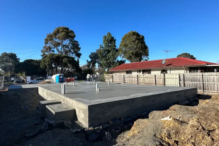 Finished residential concrete slab ready for frame stage