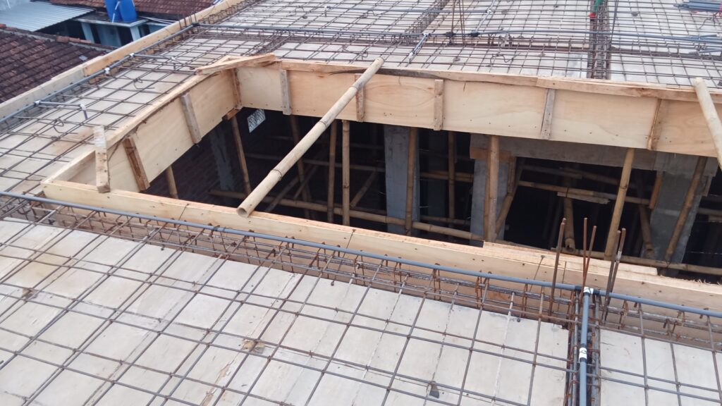 Steel mesh and formwork prepared for a concrete slab pour